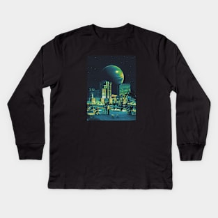 Celestial Soiree - Retro Futurism Kids Long Sleeve T-Shirt